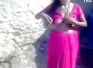 Red Saree Indian Aunty Hooter Flash